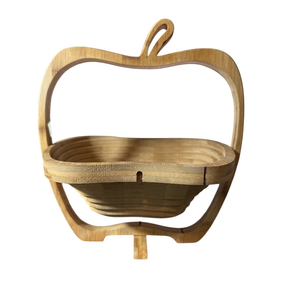 Bonnie & Pop Collapsible Wooden Fruit Bowl, Cutting Board,‎ Trivet, Apple Shaped